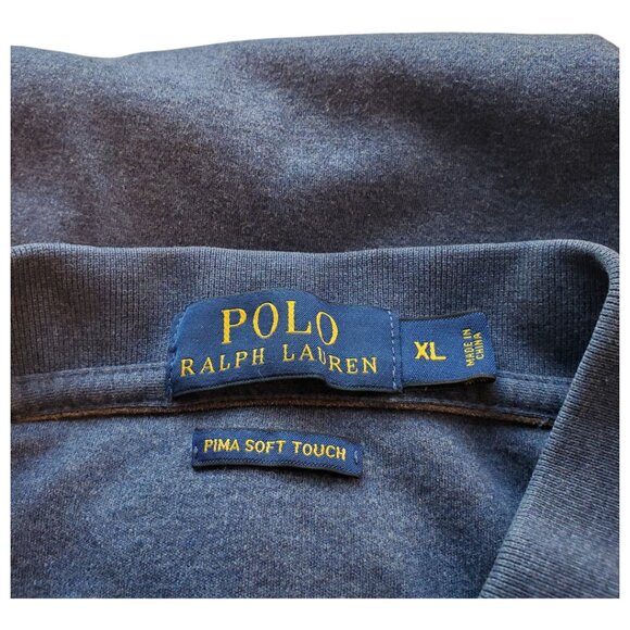 POLO RALPH LAUREN SZ XL Classic Blue Long Sleeved 100% Pima Cotton Polo Shirt - Picture 2 of 9